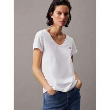 Camiseta Slim Cuello V Calvin Klein Jeans para mujer blanca - XS