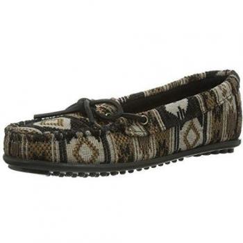 Minnetonka - Baja Moc, Mocasines Mujer, Negro