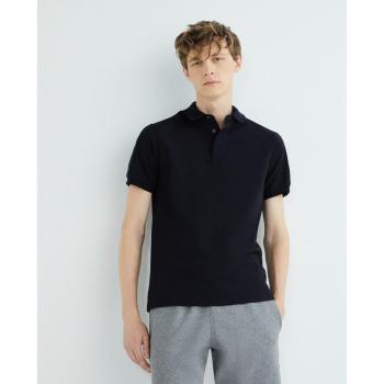 Emporio Armani Men's Regular Fit Blue Cotton Polo Shirt with Logo Tape, Size 2XL