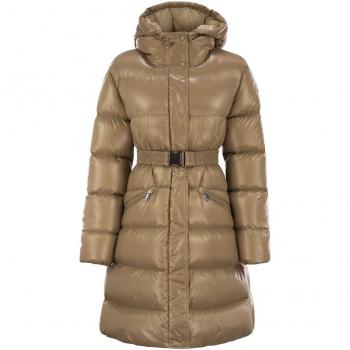 Moncler Women's Beige Bellevue Long Down Parka Jacket Size L
