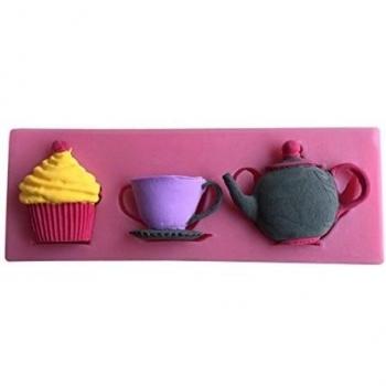 LYNCH Tetera Taza Molde en forma de pasta de azúcar de Sugarcraft moldes de resina acrílica,Rosa