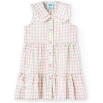 Vestido de bebé niña de cuadros en tonos suaves y estampado primaveral