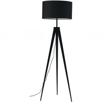 Lámpara de Pie Trípode Ibis Negra 1xE27 Metal y Tela 50x160cm