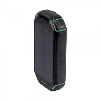 Power Bank Solar 30.000 mAh Carga Inalámbrica Negro con Torcha y Salidas USB