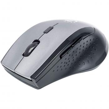 Mouse Óptico Inalámbrico Manhattan Curve 1600 DPI Negro-Gris, Ajustable, 5 Botones, USB