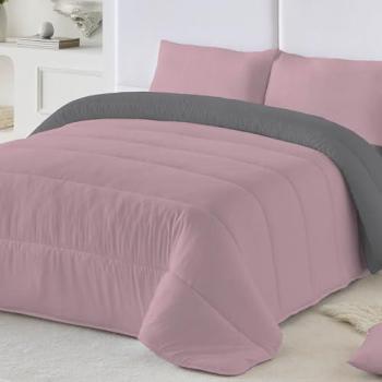 Edredón Nórdico Reversible 300 gr Bicolor Microfibra Extrasuave Antialérgico Transpirable - Rosa Viejo/Gris - Cama 180 cm (270x260 cm) - Fabricado en