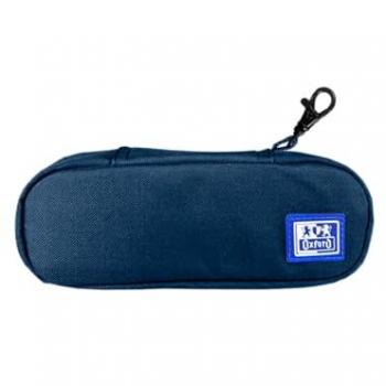 Estuche Escolar Oxford B-Hook Monocolor Azul Marino 20x4x4 cm, con goma elástica y fabricado en material reciclado RPET