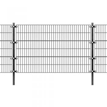 vidaXL Panel Valla Postes 6x1.2 m Gris Cerca Cercado Vallado Reja Malla Metal