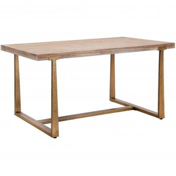 Mesa de comedor fija Kazimir, consola rectangular oro y marrón, 150x90 h78 cm