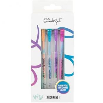 Set de 4 bolis neón que cambian de color Mr. Wonderful