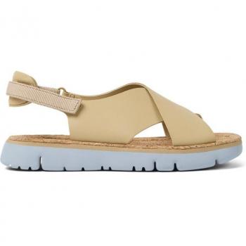 CAMPER Oruga Sandals for Women - Beige, Size 42, Smooth Leather/Cotton Fabric