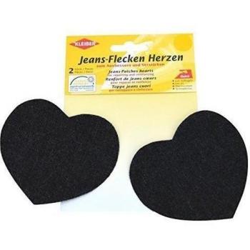 Kleiber - Parches para Pantalones Vaqueros, termoadhesivos, con Forma de corazón, Color Negro