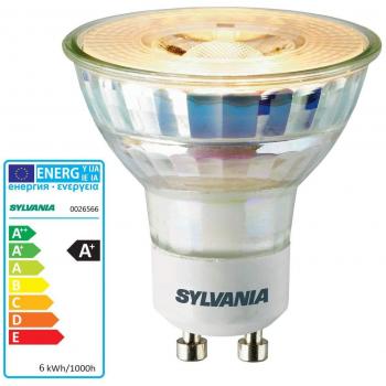Sylvania GU10 Bombilla LED, 5,2 W Foco Cuerpo de cristal Recambio para halógeno 35 W 840 halógeno, color blanco
