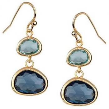 VIDAL & VIDAL Pendientes dorados con Piedras color azul