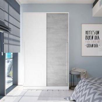 Armario Noon Plus 2 Puertas Correderas Blanco/Cemento 200X120x50 Cm