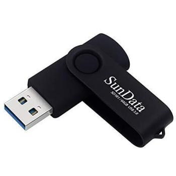 SunData Memorias USB 64GB Pen Drive USB 3.0 Flash Drive Diseño Giratorio Almacenamiento de Datos hasta 90MB/s,