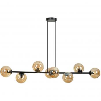 Lámpara colgante de cristal Emibig Lighting Rossi, 8 luces, negro y ámbar, E14