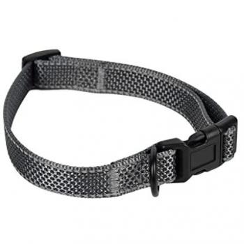 Collar Reflectante para Perros Modelo Dama Gris Talla S, M o L (S de 4 a 12 kg) 1.5 x 30-45 cm