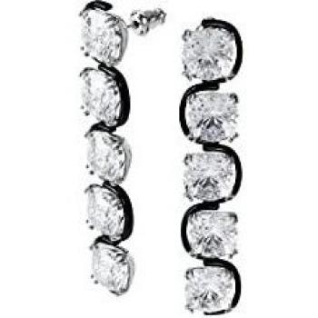 Swarovski Drop Earrings Floating Crystals Cushion Cut White Female ONE SIZE