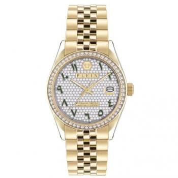 Philipp Plein Superlative Date Gold Watch with Strass Stones, Yellow female, Size: ONE SIZE