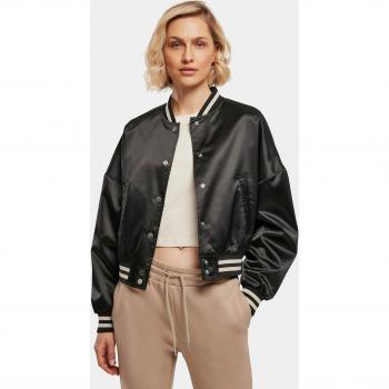 Urban Classics Women's Short Oversized Satin College Jacket Black 3XL