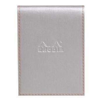 Funda porta-bloc + bloc Rhodia 128101C - Cuadricula (5x5mm) - 9,5 x 13 cm - bloc N°12 - Rhodiarama - Plata
