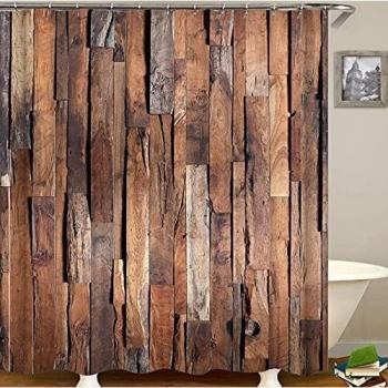 JOVEGSRVA Cortinas de ducha de tablones simples, impermeables, cortina de baño a prueba de moho, cortina de baño con 12 ganchos, 180 x 180 cm