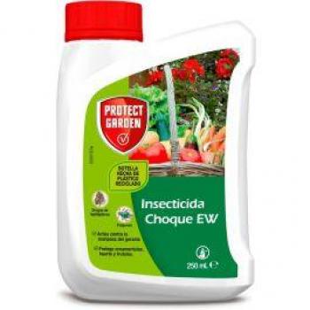 Insecticida Choque EW 250ml - PROTECT GARDEN - Insecticida de contacto, formulación líquida, eficaz contra insectos voladores y rastreros, acción rápida y residual