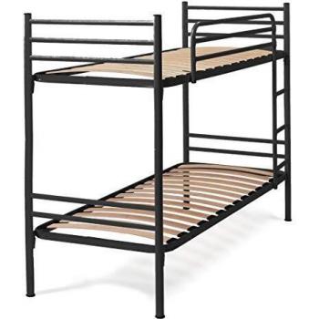 Litera Individual Bregaglia de Hierro, Made in Italy, para Colchón 80x190, Color Negro con Embalaje