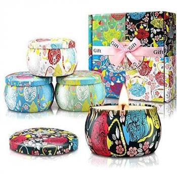YMing Regalos Origenales para Mujer, Velas Perfumadas, de Soja Mejoradas, Regalo de Mujer con Fragancia Fuerte para Aliviar el Estrés y la Aromaterapia - 4 Paquetes