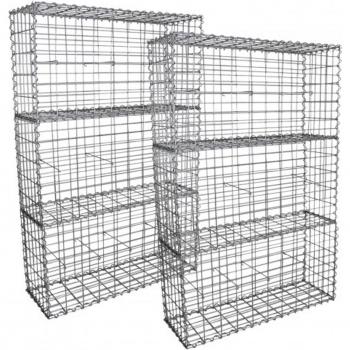 Cestas de Gaviones Metálicos 100x50x30cm - Pack de 6, Acero Galvanizado para Jardín y Paisajismo con Accesorios Gratis