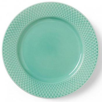 Plato Llano Rhombe 21 cm Aqua de Porcelana Lyngby