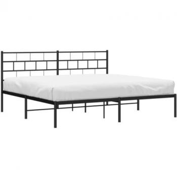 vidaXL Metal Bed Frame without Mattress with Headboard Black 193x203cm