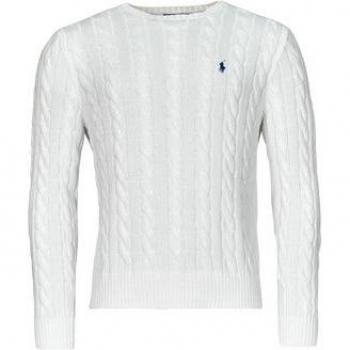 Polo Ralph Lauren Men's White Cotton Cable Knit Crew Pullover Sweater, Size Medium