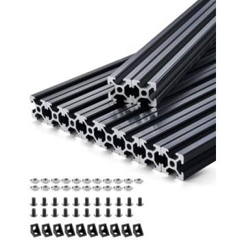 VEVOR 2020 Aluminum Extrusion Profiles, Lot of 10, Anodized T-Slot Linear Rail 1000mm, High Strength for 3D Printer and CNC Machines, Black