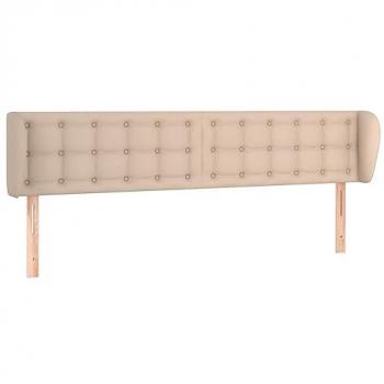 Cabecero de Cama con Orejas en Cuero Sintético Color Capuchino 203x23x78/88 cm