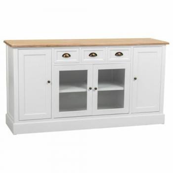 Aparador de Madera Blanco con 4 Cajones y 4 Puertas - 150x40x80.5h Cm
