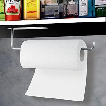 Hocerlu Portarrollos Cocina, Portarrollos Papel Cocina Pared, Soporte Rollo Cocina Pared Acero Inoxidable, con Adhesivo y Tornillo para Cocina y Baño