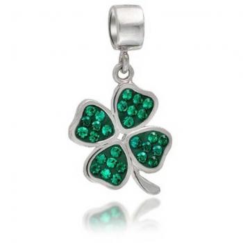 Verde Crystal Trébol 4 Leaf Clover Colgante Cuentas Pandora joyería charms pulseras