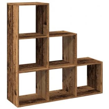 Librería divisor 3 niveles madera envejecida 99x29x99 cm