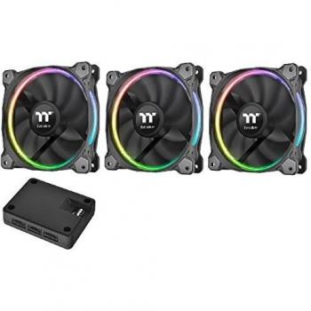 Thermaltake Riing 12 RGB - Pack de 3 Ventiladores con Software, Color Negro