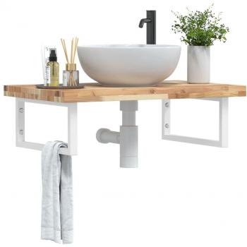 Estante de lavabo de pared acero y madera maciza de acacia Vidaxl Marrón