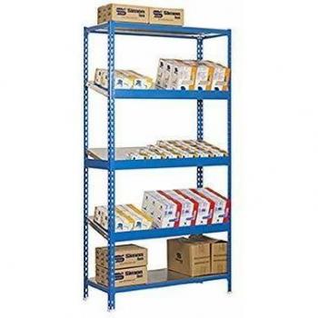 Estantería metálica sin Tornillos Simonexpo de 5 estantes Azul/Galvanizado Simonrack 2000x1000x500 MMS - Estantería de exposición - 200 Kgs de Capacidad por Estante