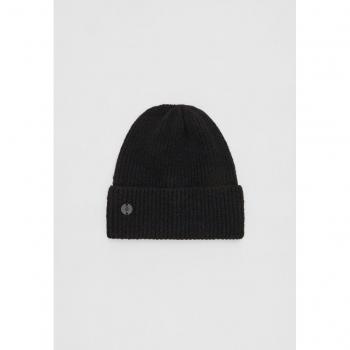 Stradivarius Black Ribbed Cap with Plate OS