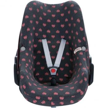Funda para Silla de Coche Jyoko Maxi Cosi Pebble y Bébé Confort de Algodón Estampado Fluor Heart