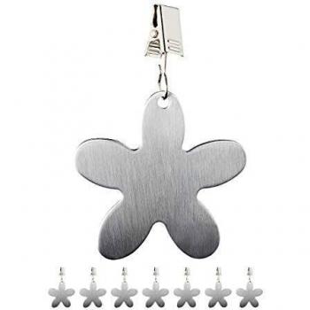 Set de 8 Sujeta Manteles Decorativos Floral, Pesas Antiviento de Acero Inoxidable para Interior y Exterior, Plateado