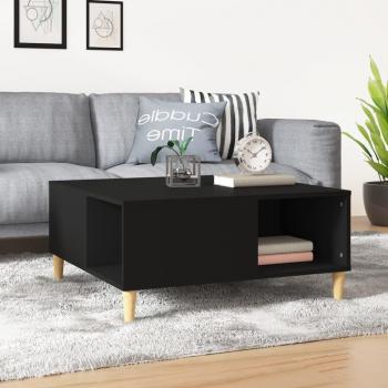 Mesa de centro vidaXL de madera contrachapada 80x80x36,5 cm en color blanco y negro, ideal para salón o comedor, diseño brillante