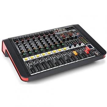 Power Dynamics PDM-M804A Mesa de mezclas 8 entradas para micrófono procesador multi-FX de 24 bits ecualizador por canal bluetooth reproductor USB y amplificador incorporado de 200W por canal