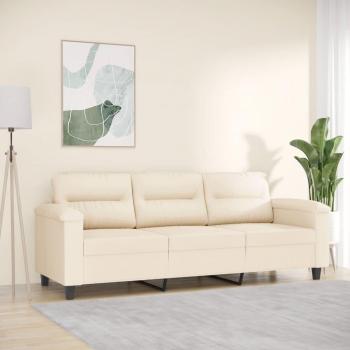 Sofá de 3 plazas de tela de microfibra beige 180 cm Vidaxl Beige
