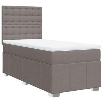Bastidor de cama box spring con colchón de muelles en tela gris taupe 100x200 cm